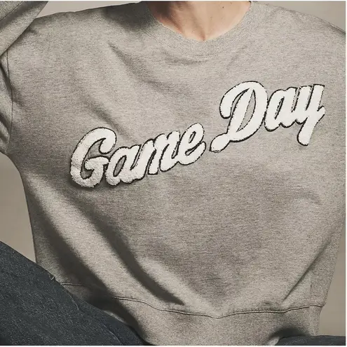 Maeve Gray and White "Game Day" Sweatshirt, Women's Size XL