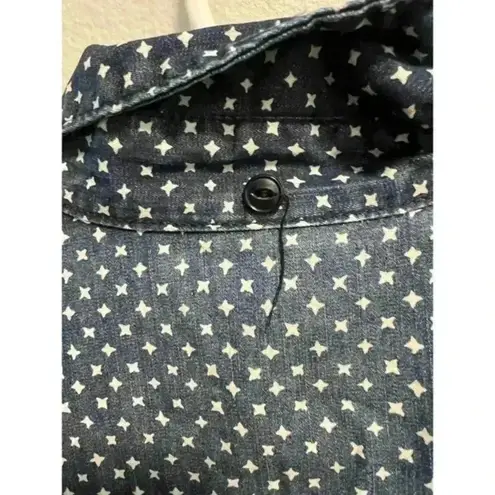 J.Crew  Denim Distressed Star‎ Button Up Shirt Size 4
