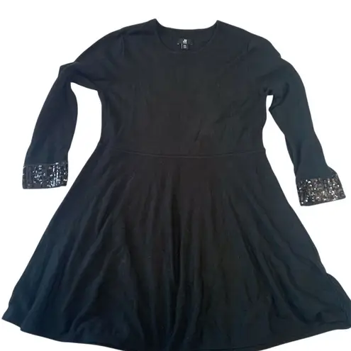 Jason Wu Women's XXL Black Fit & Flare Sweater Dress Sequin Cuffs