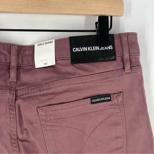 Calvin Klein  Rose Rock Ankle Skinny Jean‎ Stretch Mauve Purple NWT Size 12