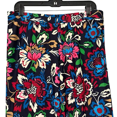 Jude Connally Lucia JC Floral Print Wide Leg Pants, Fall Chintz Navy, Sz M Red Size M