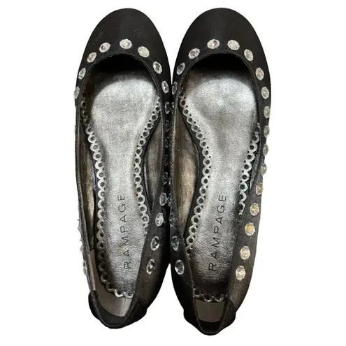 Rampage  Lyndsey Women's Black Flats Size 9M Rhinestones Fabric Man Made Shoes