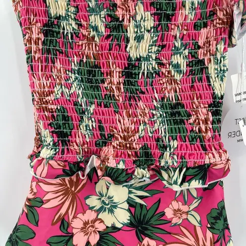 Lost + Wander Swimsuit Size Extra Small One Piece Smocked Pink Tropical NWT