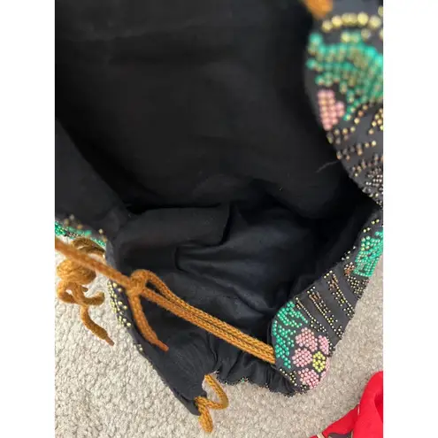 American Vintage Vintage Multicolor beaded bird swan garden flower pond drawstring tote Bag