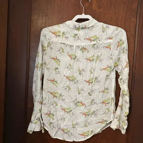 Maeve Anthropologie  Jungle Animals Monkey Tiger Print Shirt 0