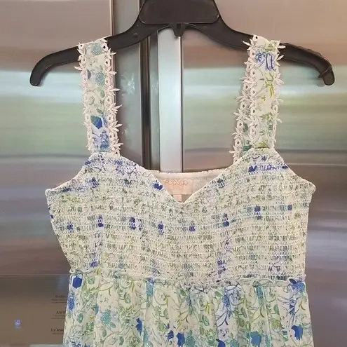 💕ROCOCO SAND💕 Elan Maxi Dress ~ Green Blue Floral Print 100% Cotton Small NWT