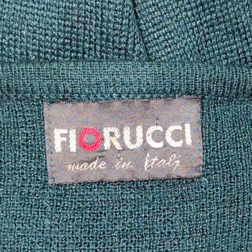 Fiorucci Teal Embroidered Long Sleeve Midi Knit Dress VTG Size S
