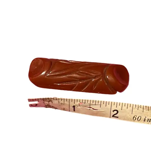 Vintage 1930s Carved Bakelite Dress Clip Deep Oxblood Red Leaf Motif