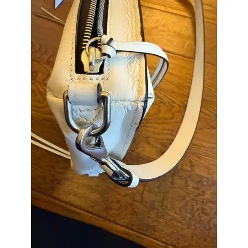 rag & bone Elliot Off White Crossbody Smooth Leather Sling Bag Silver Hardware