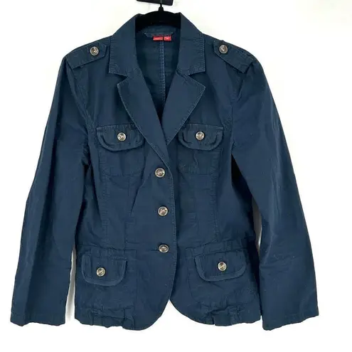 Esprit Vintage Y2K Women's Cotton Pockets Button Front Jacket Navy Blue Small