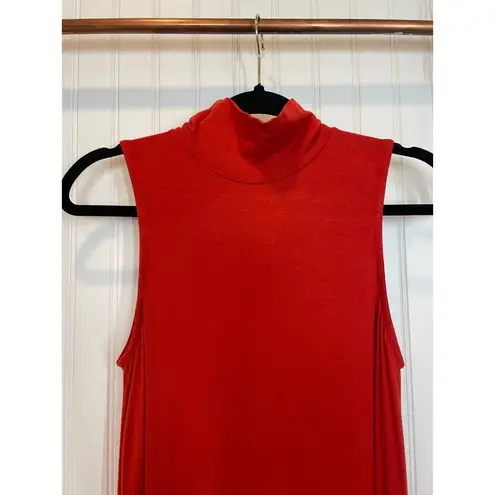 Rachel Pally Cait Maxi Dress Size XS Red Orange Turtleneck Sleeveless Swingy