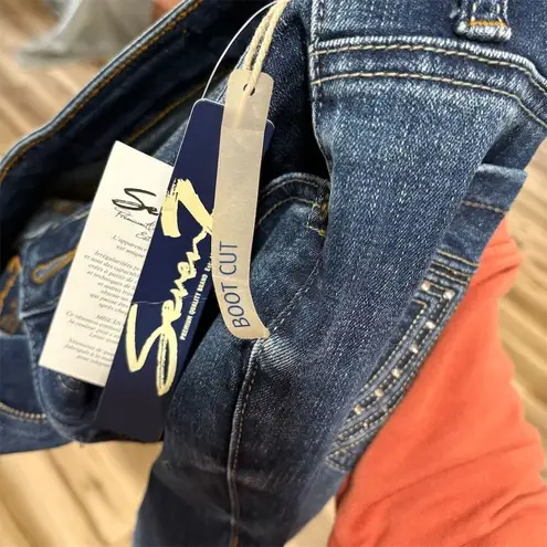 Seven7 Women's Bootcut Jeans Blue Size 6 Embellished Pockets