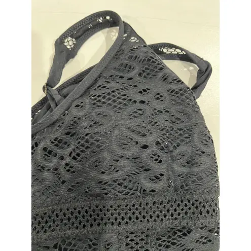 Becca 2 Crochet Tankini Swim Tops V Neck Removable Pads Black White Size M and D