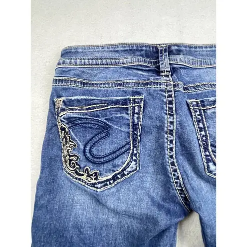 Silver Jeans  Womens 28 Blue Aiko Low‎ Capri Western Stretch Dark Wash