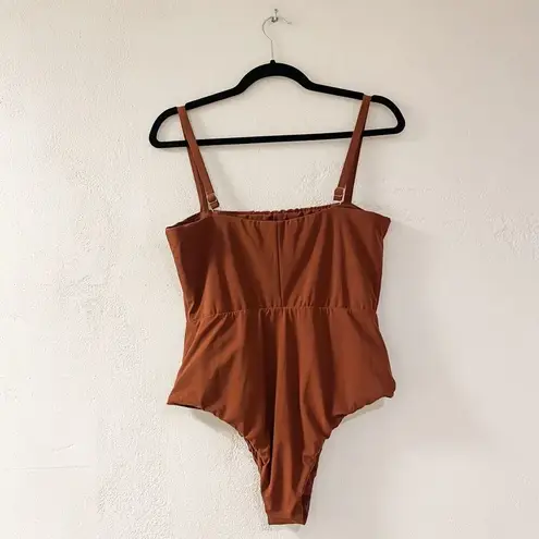 Anemos Square Neck Maillot One Piece Swimsuit in Sienna XL Red