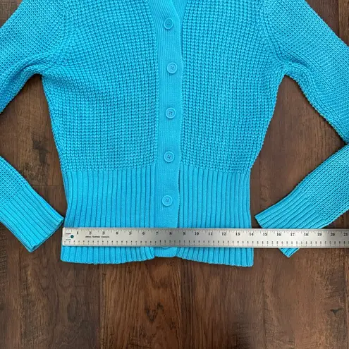 Daisy Fuentes dark  powder blue button down cardigan sweater, size L
