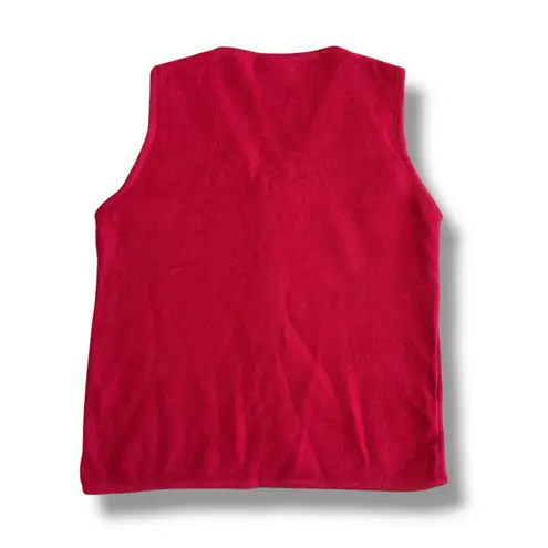 Studio Works Red Boiled Wool Sweater Vest Zip Front Leaf Pull Women’s Medium