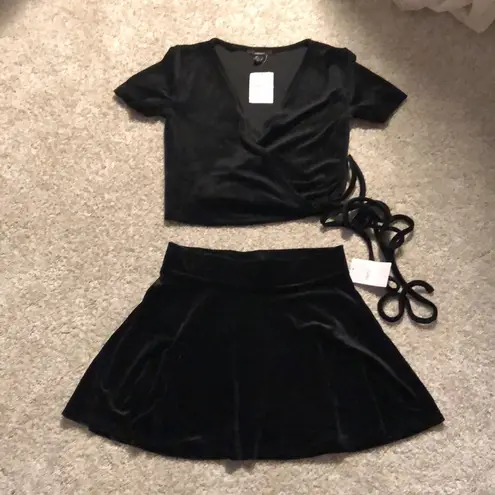 Forever 21  velvet wrap top and skirt, new with tag