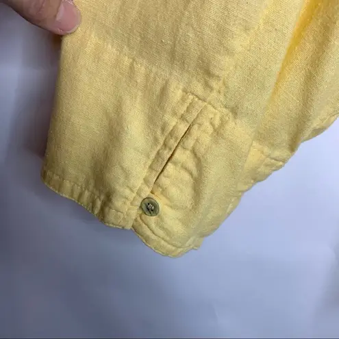Vintage Linen Yellow Shacket Button Up Jacket Large