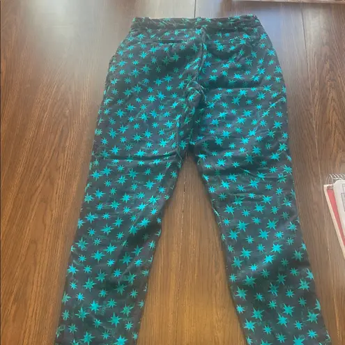 Mimi Liberte by Michel Klein star print straight crop pants size 38 Starlight Blue