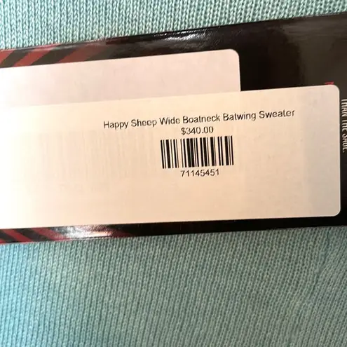 NWT Happy Sheep Wide Boatneck Batwing Sweater Teal Silk/Cashmere Size Small