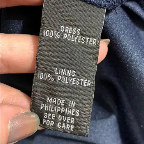 BCX Womens Blouson Dress Sheer Layered Sleeveless Pullover Navy Blue Medium