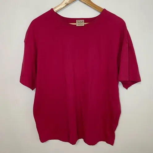 Woolrich  Pink Short Sleeve Tee XL Womens Raspberry Casual Solid Basic Minimalist