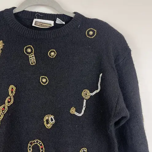 Vintage 90s Black Silk Blend Sweater Multi