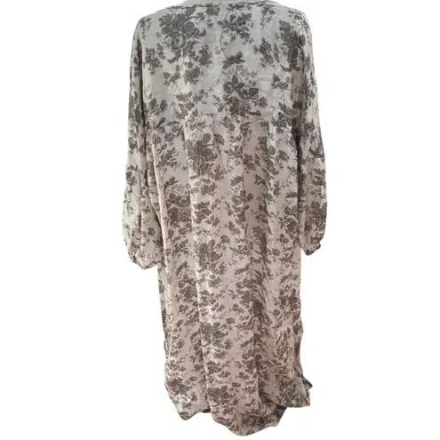 By Walid Rose Floral Print Linen Maxi Dress Small White