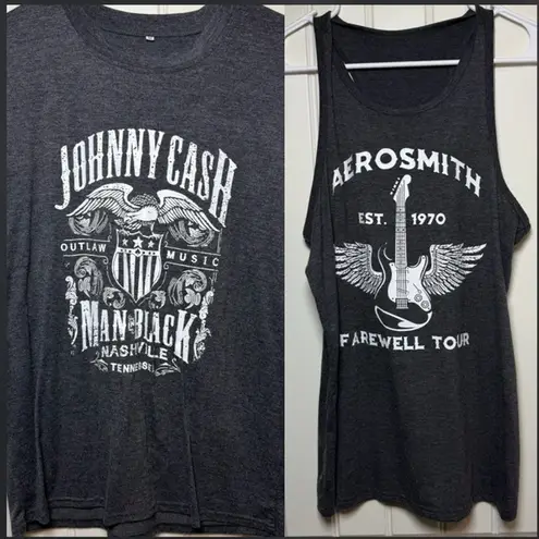 Black Tank Top with Vintage Graphic Design and Graphic T Shirt Med