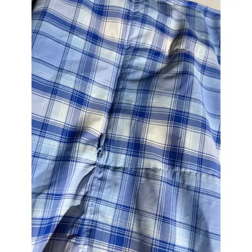 Duluth Trading Company Women DuluthFlex Sidewinder LS Top 2X Sapphire Plaid Blue