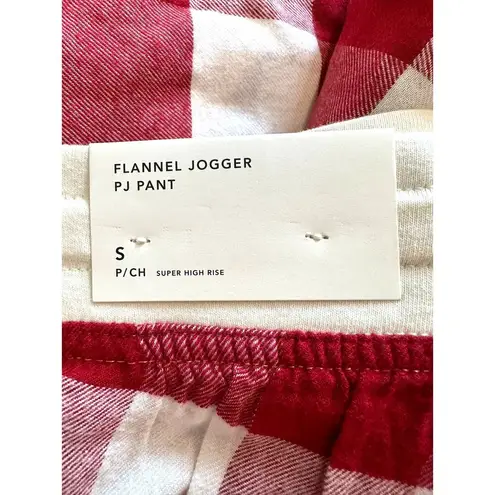 American Eagle Flannel Jogger PJ Pants Striped High Rise Tie Waist  Red Cream S