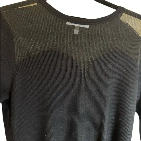 Sioni Milano Black Sweater Mesh Chest Flare Sleeve, Size Medium