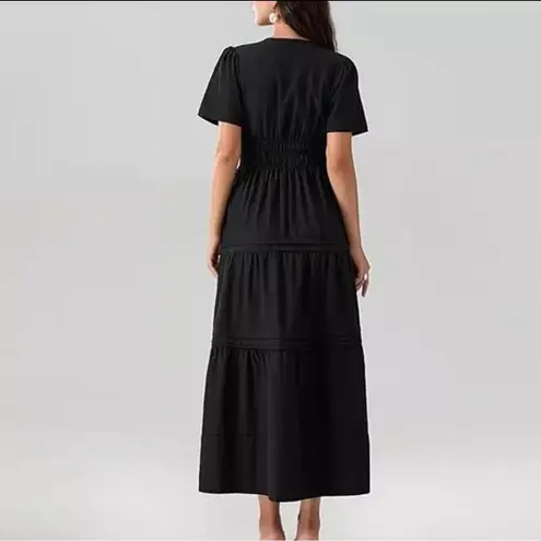 Love by Design Nordstrom Women Black Tiered Maxi Short Sleeve Dress Spring Sz S