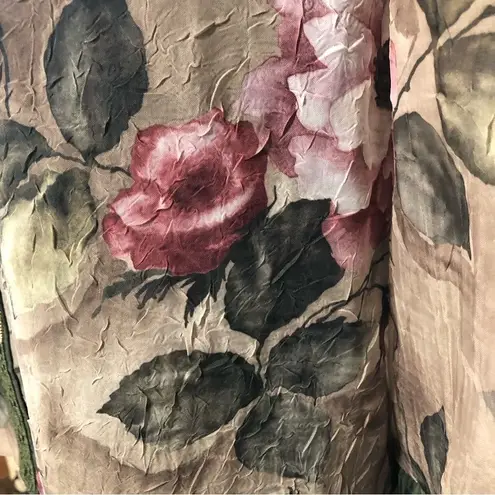 R & M Richards vintage 80s rose print pink green sheer lace bolero top sz 6 P