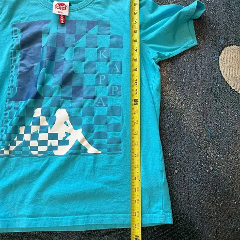 Kappa Blue White Checkered Graphic Shirt S Casual Streetwear Relaxed Fit Top