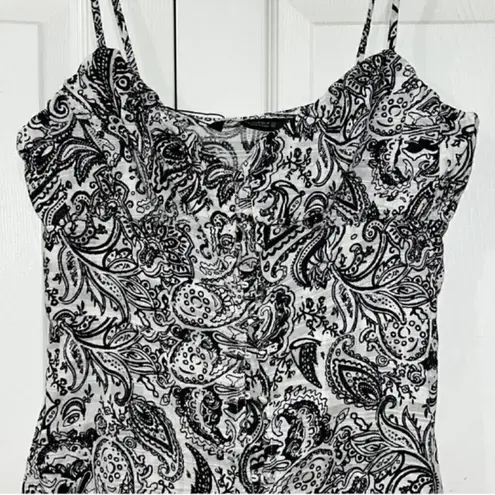 ZARA  Black & White Paisley Cotton Midi
Dress(Size Medium)