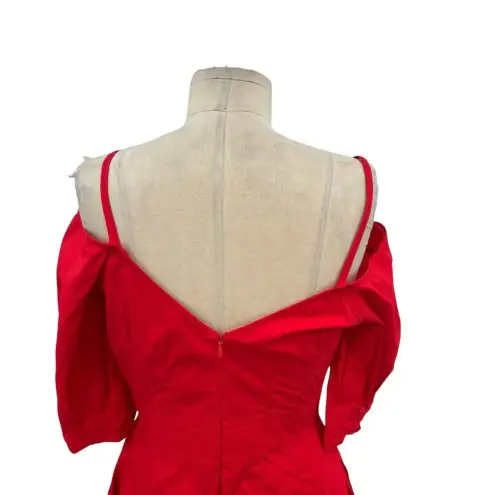 Derek Lam 10‎ Crosby Poplin Off Shoulder Cold Shoulder Mini Dress Red Size 4