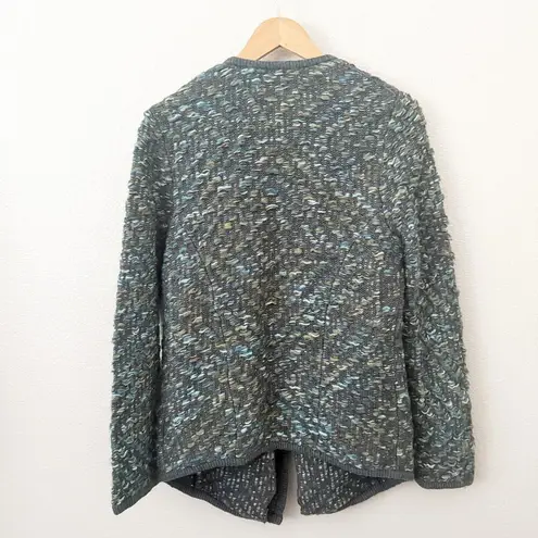 MOTH x ANTHROPOLOGIE | Keavy Jacquard Jacket Sweater Greens Blues Grays | Medium Blue