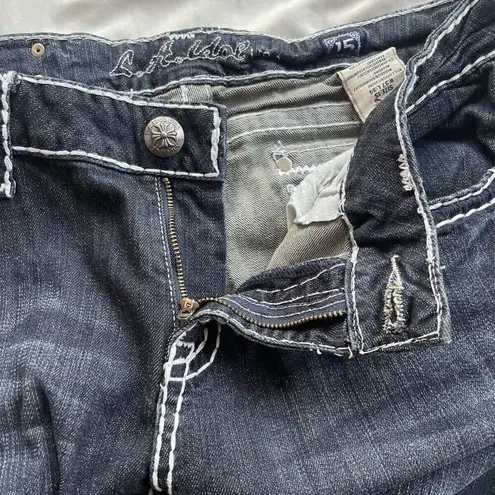 LA Idol Women's Blue Embellished Denim Jeans Size 15 Waist:36x34 in Western USA