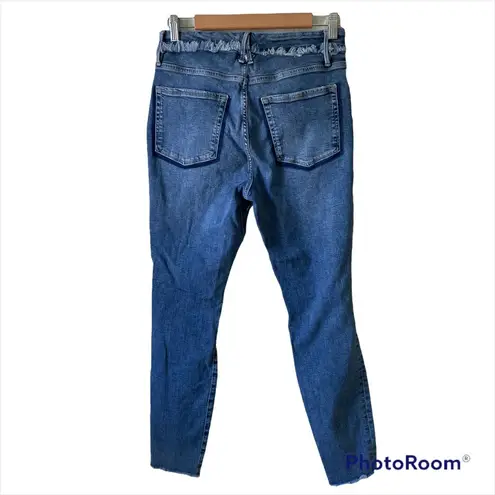 Good American  Good Legs Frayed High Waist Ankle Skinny Jeans In Blue612