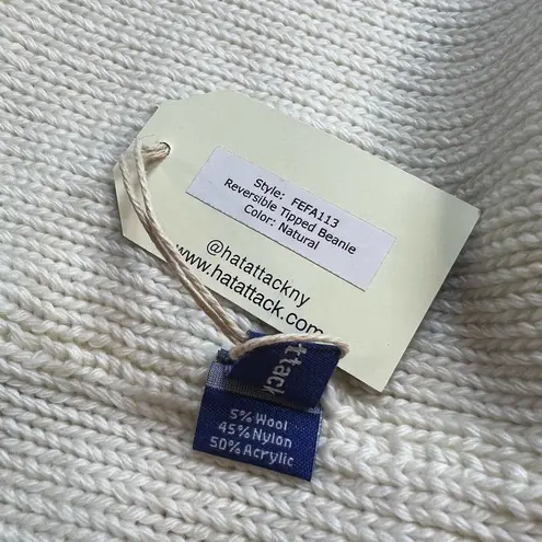 Hat Attack Reversible Tipped Beanie Natural New