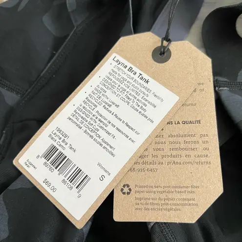 prAna NWT Layna Cross Back Built-in Bra Tank Top | Black Camo | Small