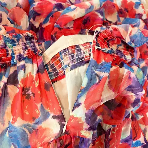 PATBO Violet Floral Flutter Halter Style Maxi Dress Size US 8 Cherry