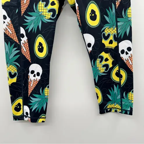 Constantly Varied Gear CVG Ice Cream Skulls Capri Crossfit Leggings Sz L Black Size L