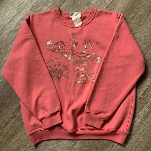 Northern Reflections VTG  Happy Bird Graphic Crewneck Sweatshirt Pink Salmon M