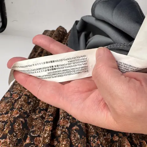 Moon River Tiered Ruffle Maxi Dress Womens Medium Fall Brown Black Metallic Gold