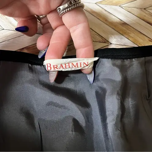 Brahmin Vintage Wool Gray Black Tartan Plaid Skirt Pleated Wrap Style Classic