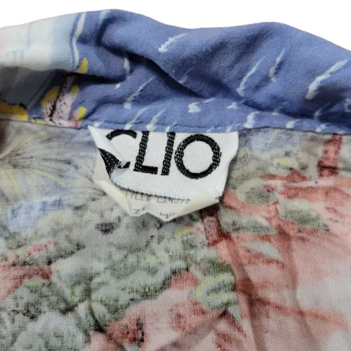 CLIO Clothing  Vintage CLIO Top Size Medium Women's Button Down Shirt Hawaiian Style Island VTG