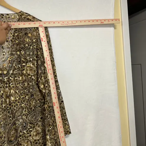 Maggie Barnes Vintage Paisley Animal Print Clipdot Brown Flowy Cardigan Tied